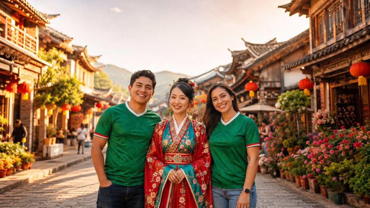 pareja mexicana es captada con hermosa mujer japonesa ataviada con vestido tradicional